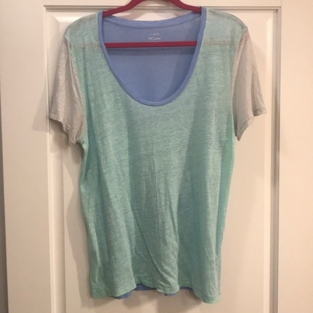 J. Crew Mint Green and Light Blue Short Sleeve Tee